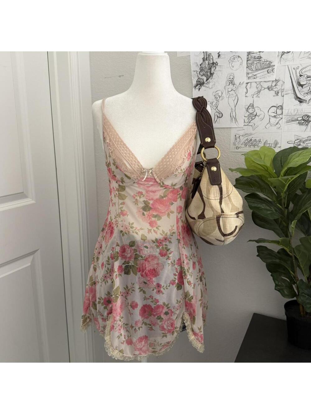 lace floral print dress